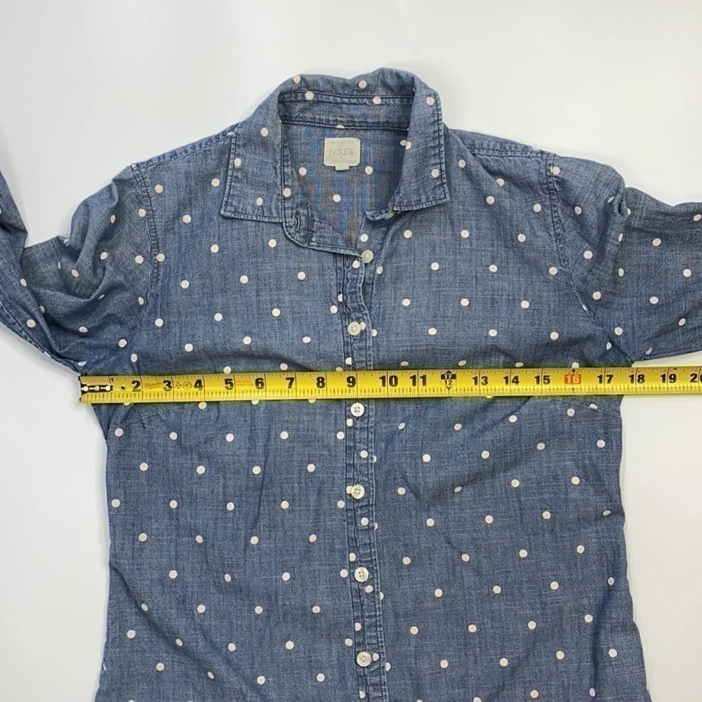 J.Crew Polka Dot Denim Button Up Long Sleeve XS
